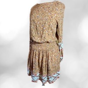 Women's AMERICAN EAGLE Mustard Floral Smocked Waist Dress